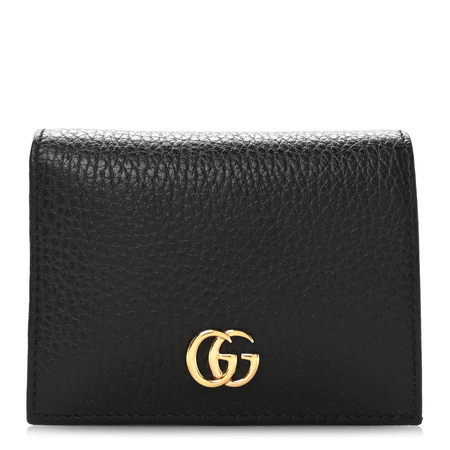 Pebbled Calfskin GG Marmont Card Case Black