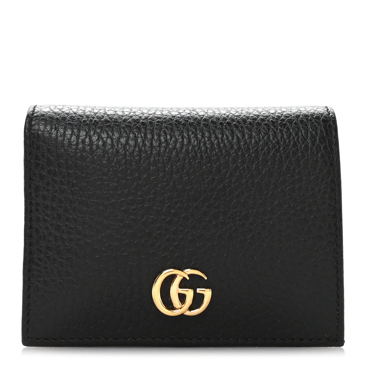 Gucci Pebbled Calfskin GG Marmont Card Case Black 1 of 8