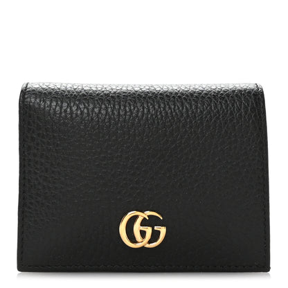 Gucci Pebbled Calfskin GG Marmont Card Case Black 1 of 8