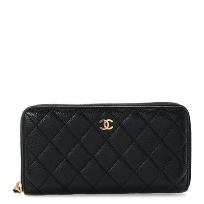 Chanel Caviar Quilted Large Gusset Zip Around Wallet Black 1 of 8