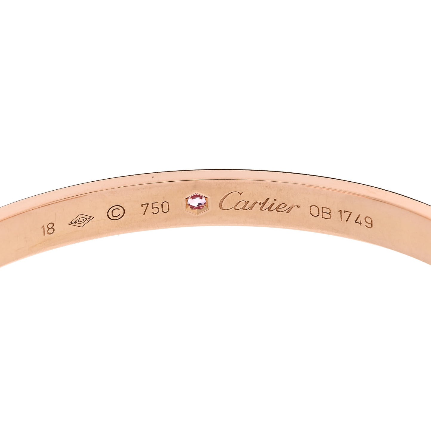 18K Pink Gold Pink Sapphire LOVE Cuff Bracelet 18