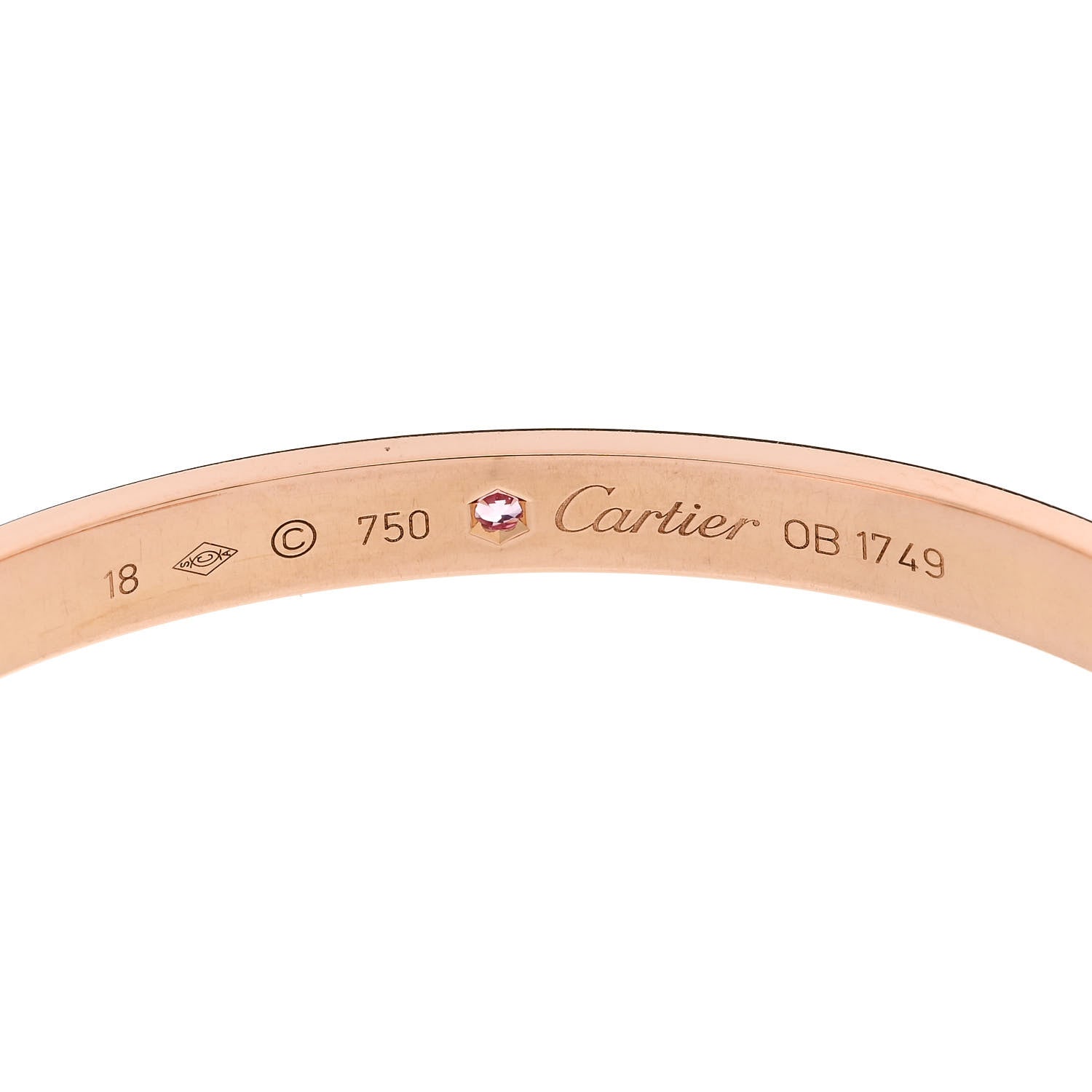 Cartier 18K Pink Gold Pink Sapphire LOVE Cuff Bracelet 18 3 of 3