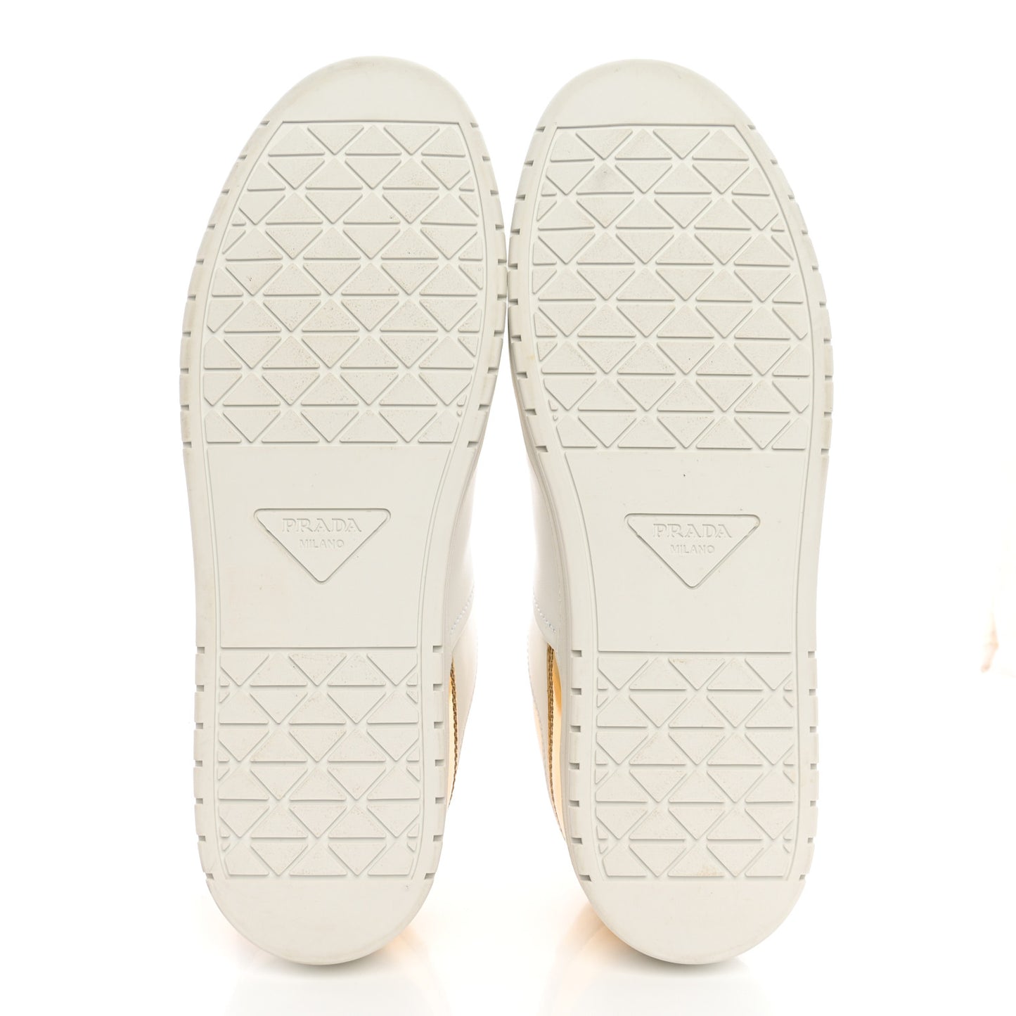 Vitello Metallic Calfskin Metal Triangle Logo Womens Downtown Low Top 30mm Sneakers 41 White Platino