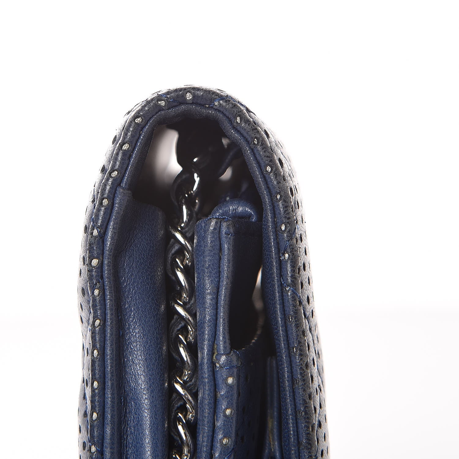 Chanel Perforated Lambskin Quilted Wallet On Chain WOC Blue 12 of 18