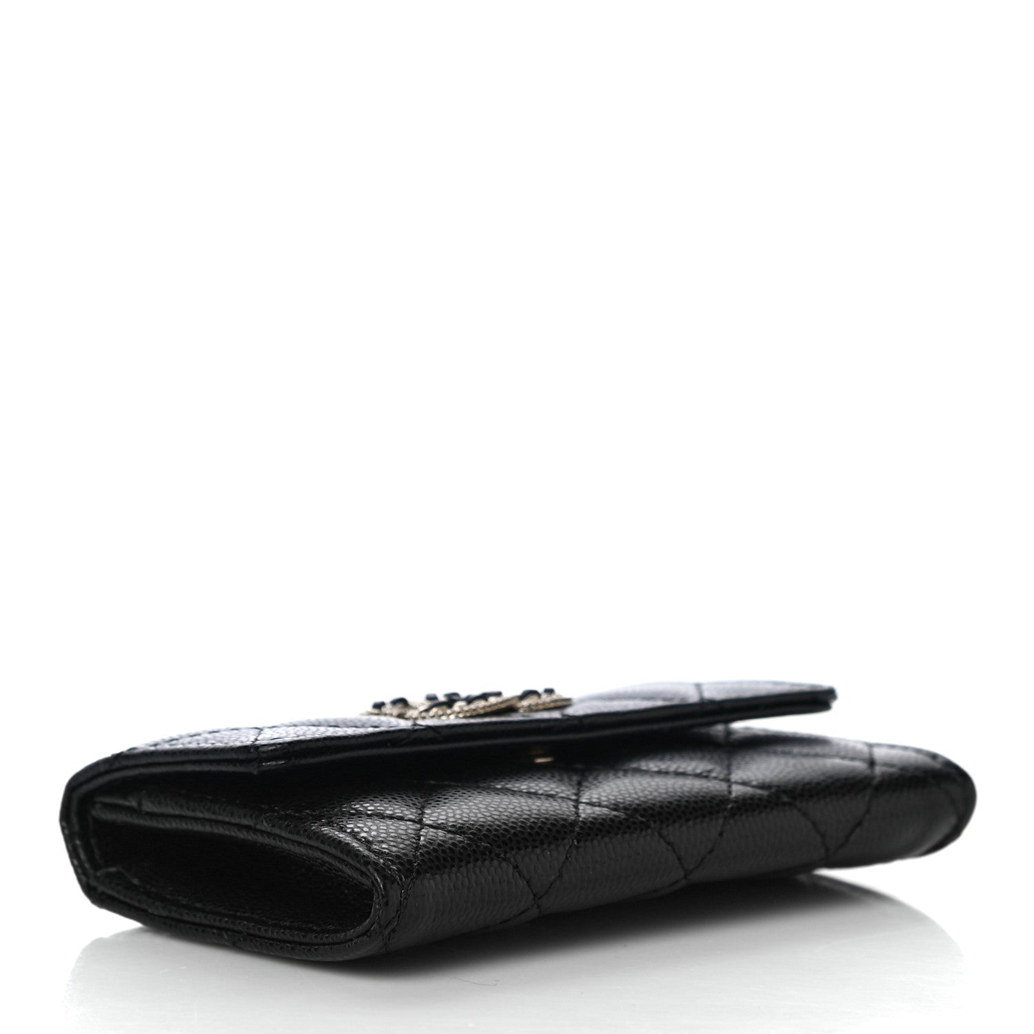 Chanel Caviar Quilted Crystal CC Flap Card Holder Black 4 of 12