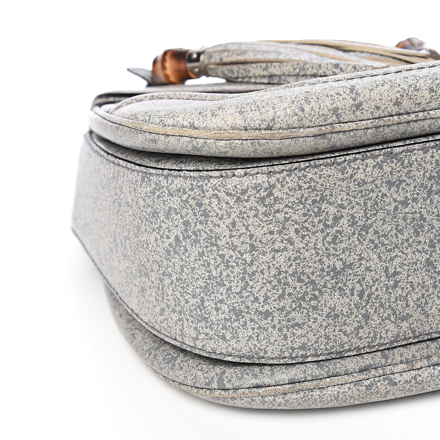 Calfskin Large New Bamboo Top Handle Bag Light Grey