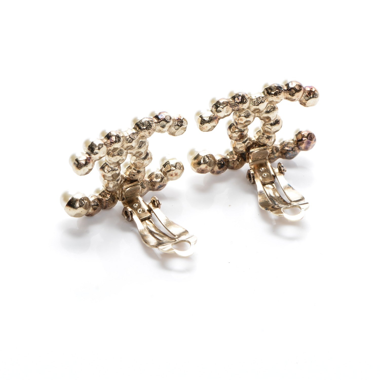 Chanel Pearl CC Earrings Light Gold 3 of 5