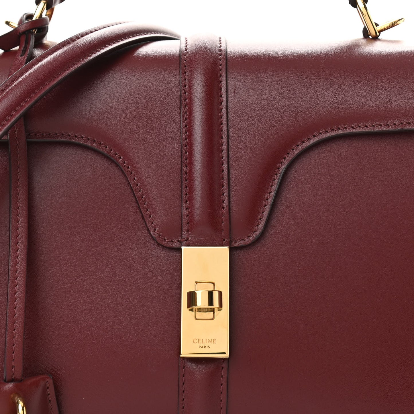 Satinated Calfskin Small 16 Top Handle Bag Light Burgundy