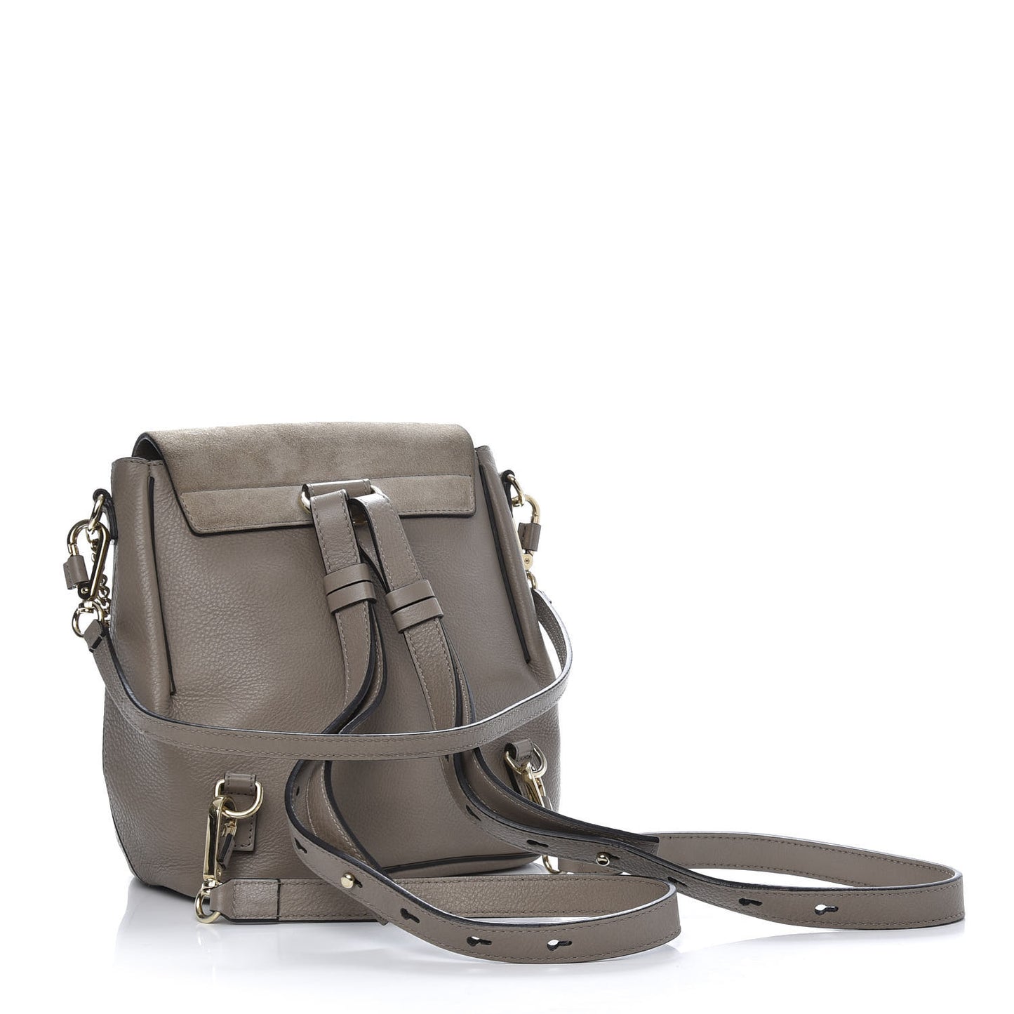 Suede Calfskin Small Faye Backpack Motty Grey