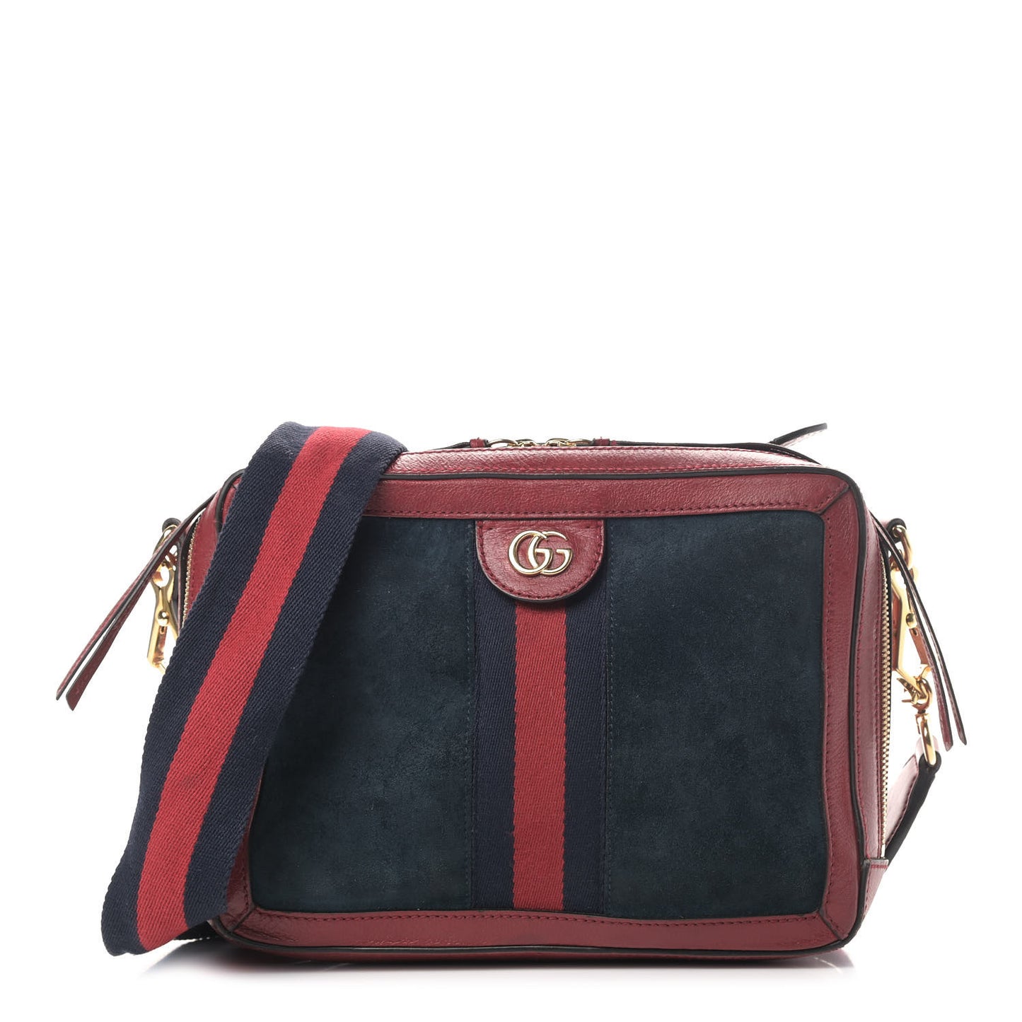 Suede Calfskin Web Small Ophidia Top Handle Shoulder Bag New Blue Romantic Cherry