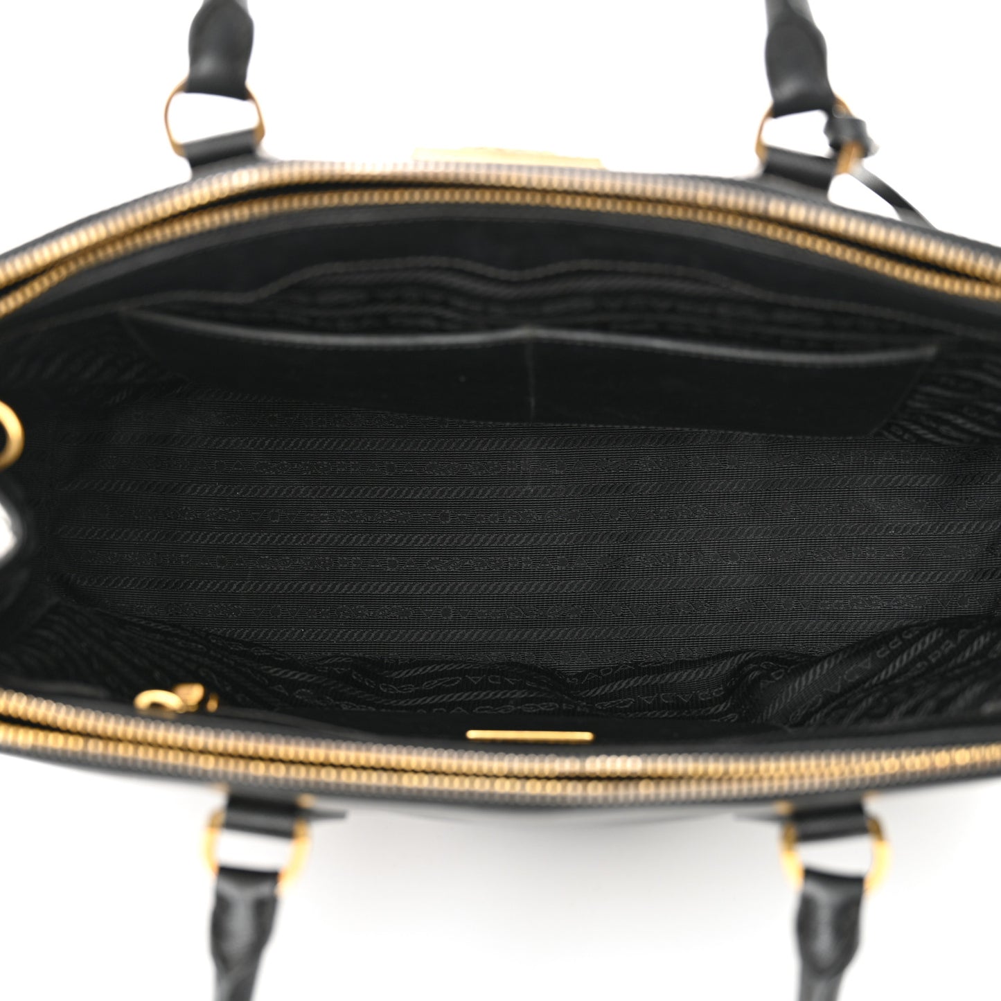 Saffiano Lux Large Galleria Double Zip Black