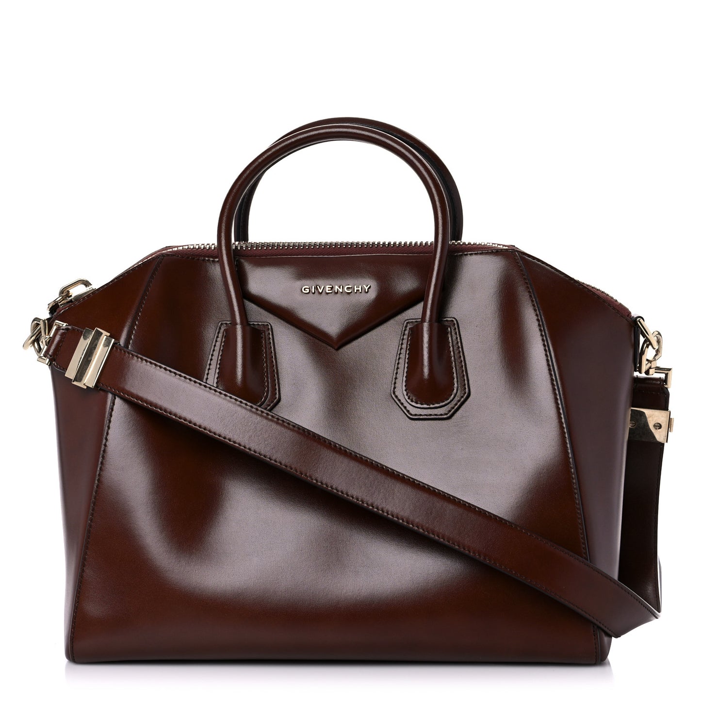 Shiny Lord Calfskin Medium Antigona Brown