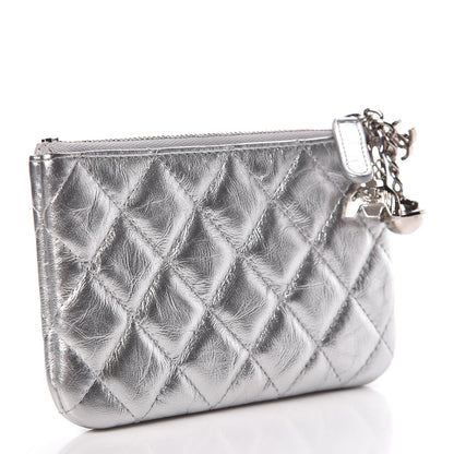 Chanel Metallic Calfskin Quilted Small Cosmo Cosmetic Case Silver 3 of 8