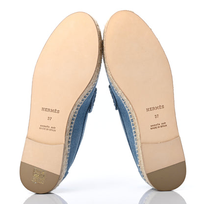Hermes Denim Canvas Womens Trip Espadrilles 37 Bleu Clair 5 of 8