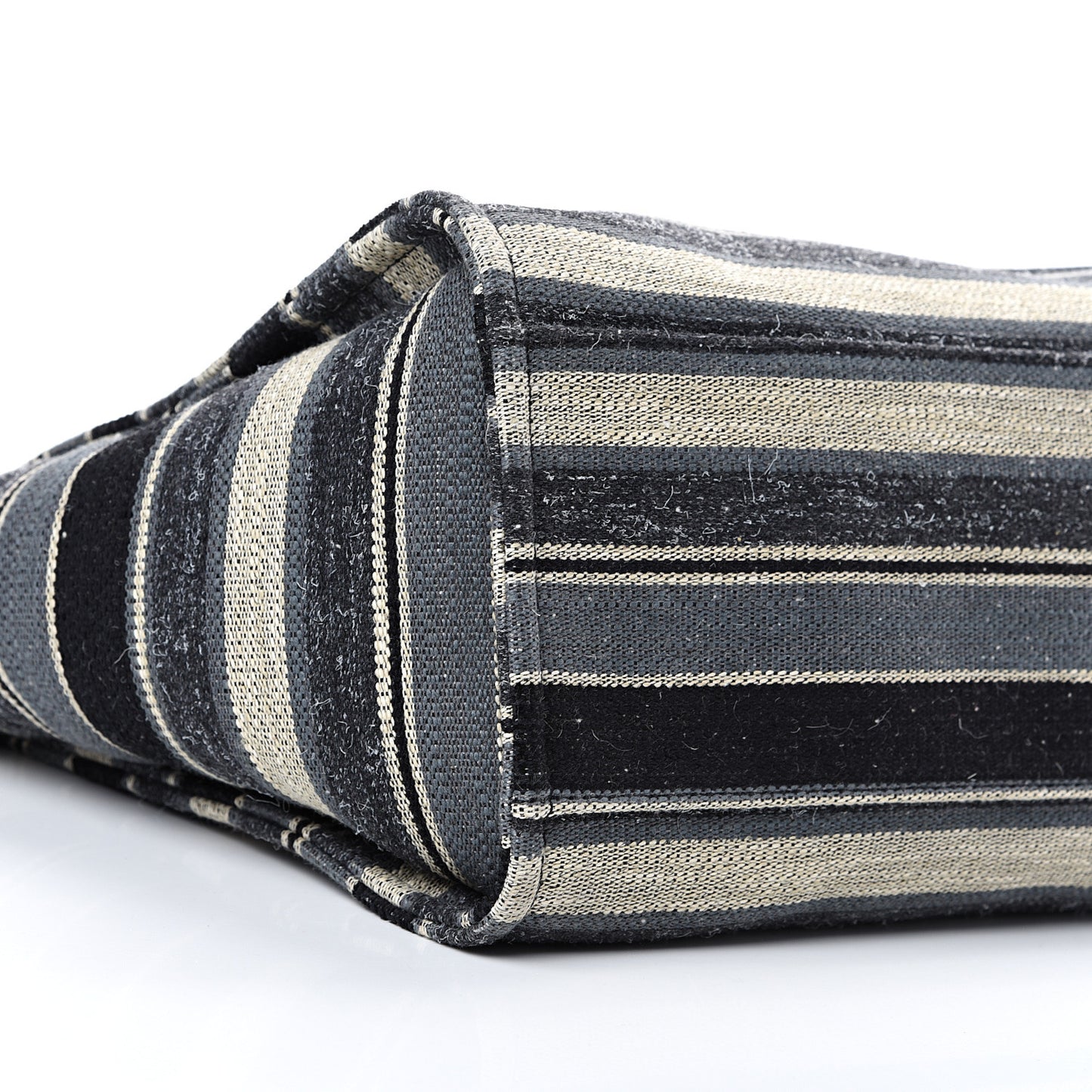 Striped Canvas Medium Deauville Tote Black