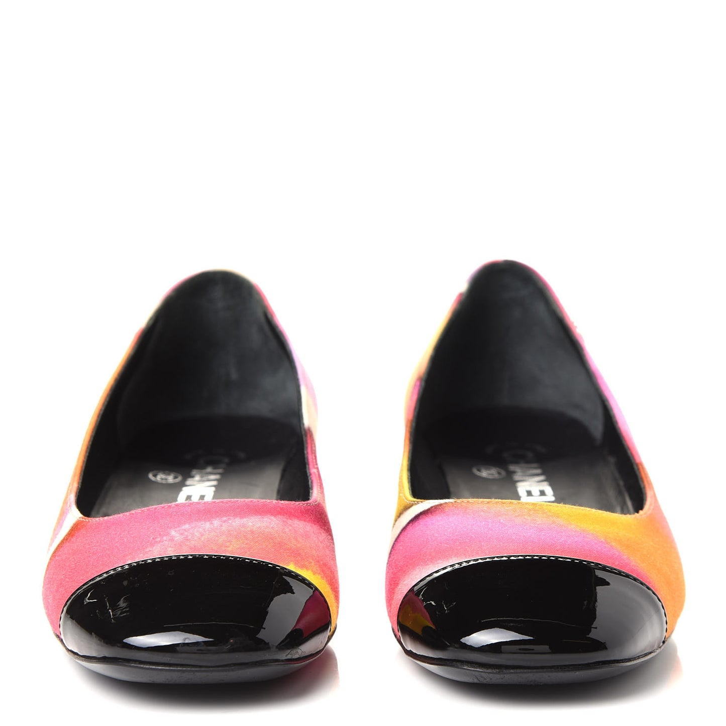 Fabric Patent Printed CC Cap Toe Ballerina Flats 36 Multicolor