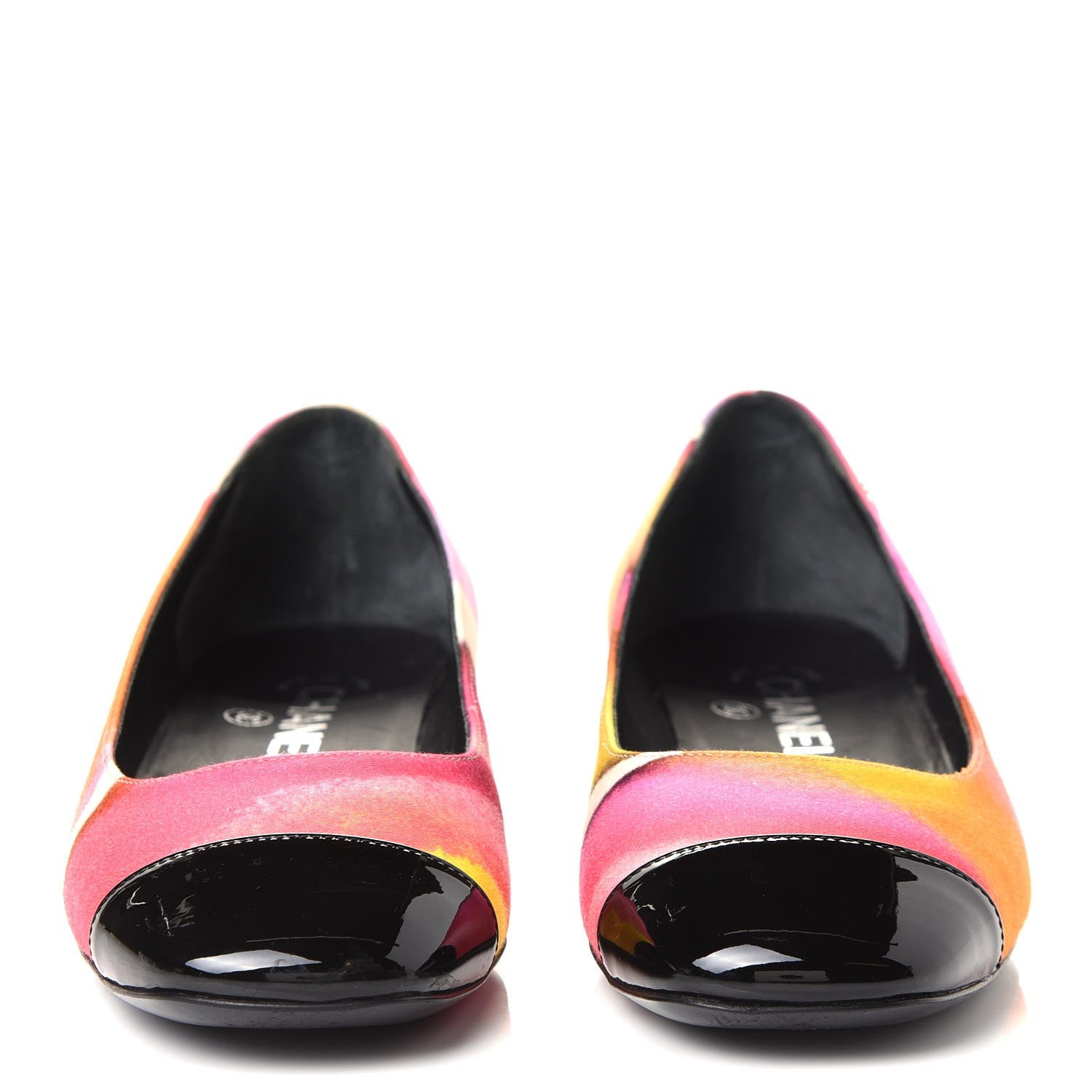 Chanel Fabric Patent Printed CC Cap Toe Ballerina Flats 36 Multicolor 6 of 18