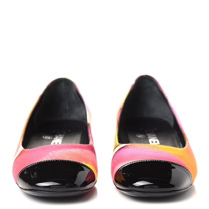 Chanel Fabric Patent Printed CC Cap Toe Ballerina Flats 36 Multicolor 6 of 18