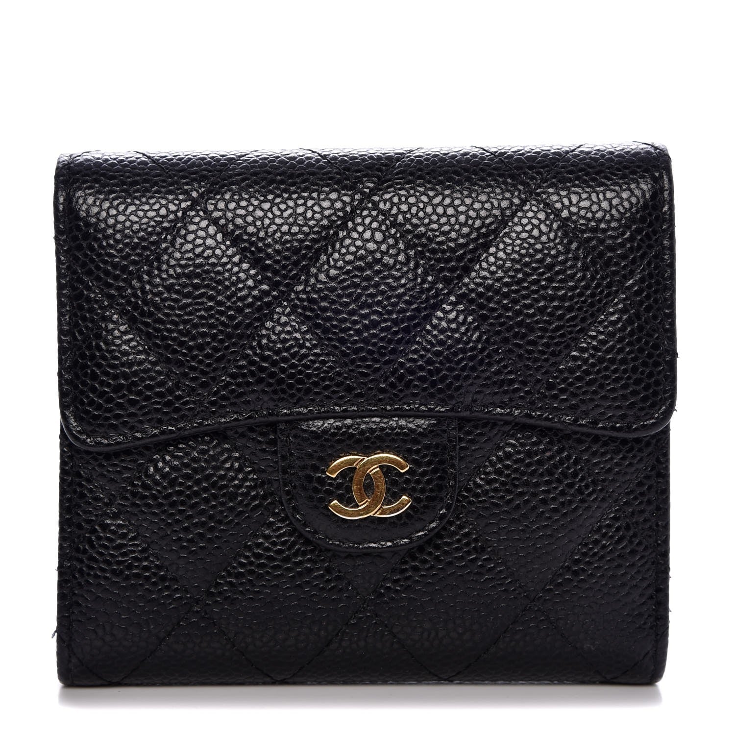 Chanel Caviar Quilted Compact Flap Wallet Black 1 of 8