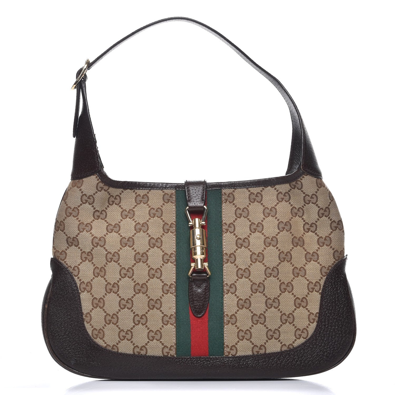 Gucci Monogram Web Jackie O Hobo Dark Brown 1 of 9