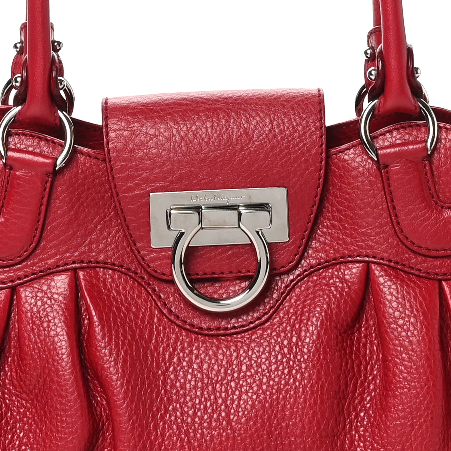 Salvatore Ferragamo Calfskin Amerena Shoulder Bag Red 7 of 9