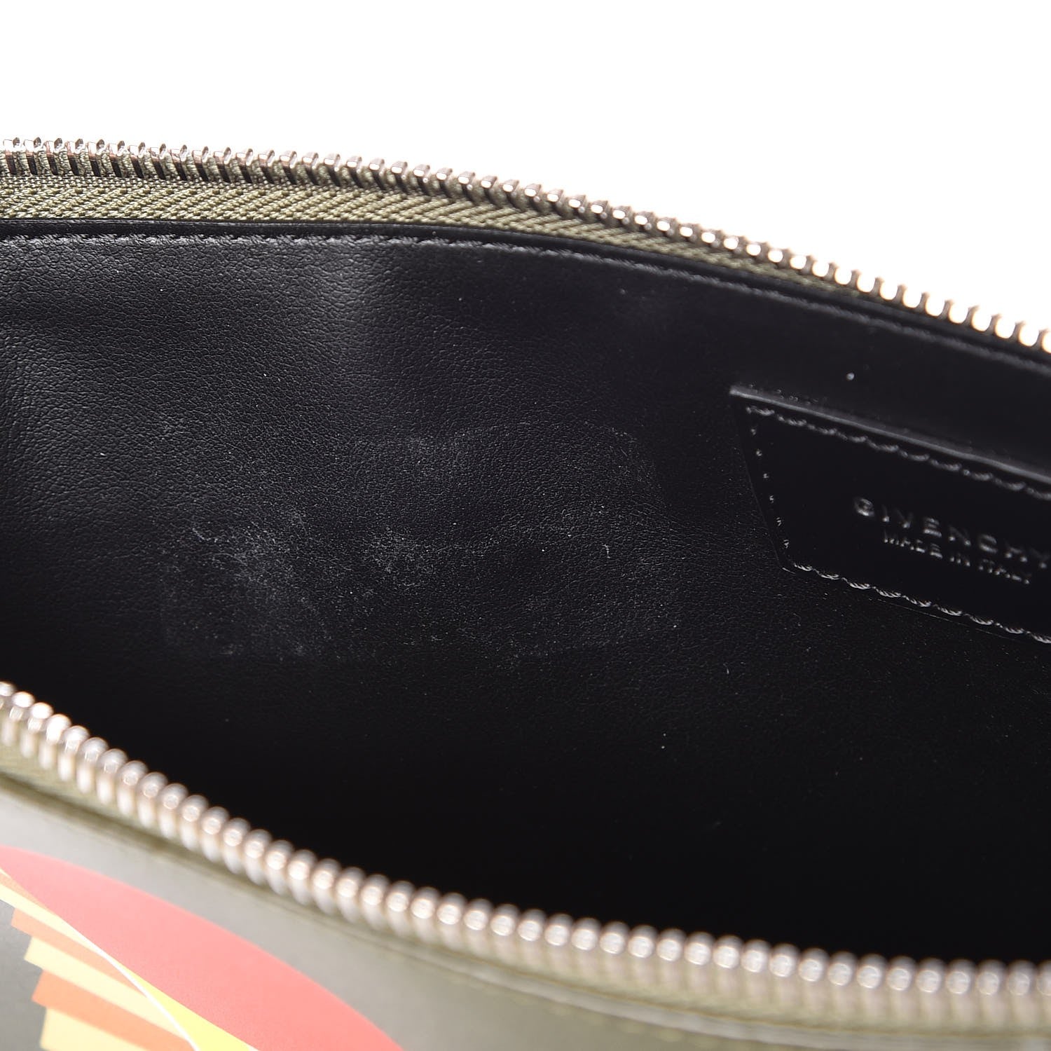 Givenchy Calfskin Egyptian Print Zip Pouch Olive 6 of 8