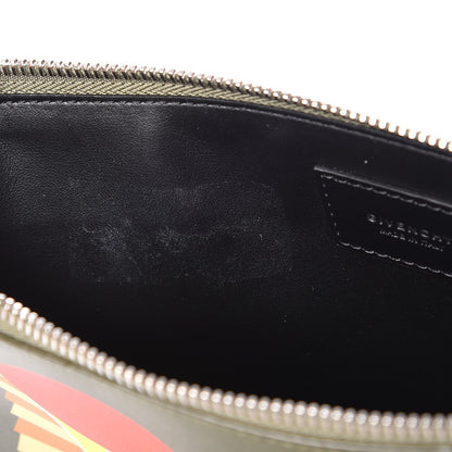 Givenchy Calfskin Egyptian Print Zip Pouch Olive 6 of 8