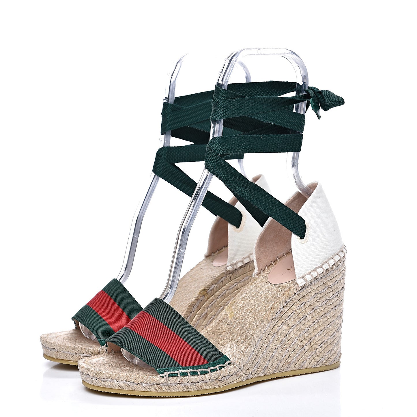 Canvas Malaga Kid Web Ankle Wrap Espadrille Wedge Sandals 39.5 Green Red Mystic White Emerald