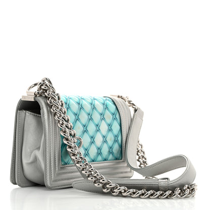 Chanel Iridescent Patent Calfskin PVC Quilted Small Boy Flap Blue 2 of 12