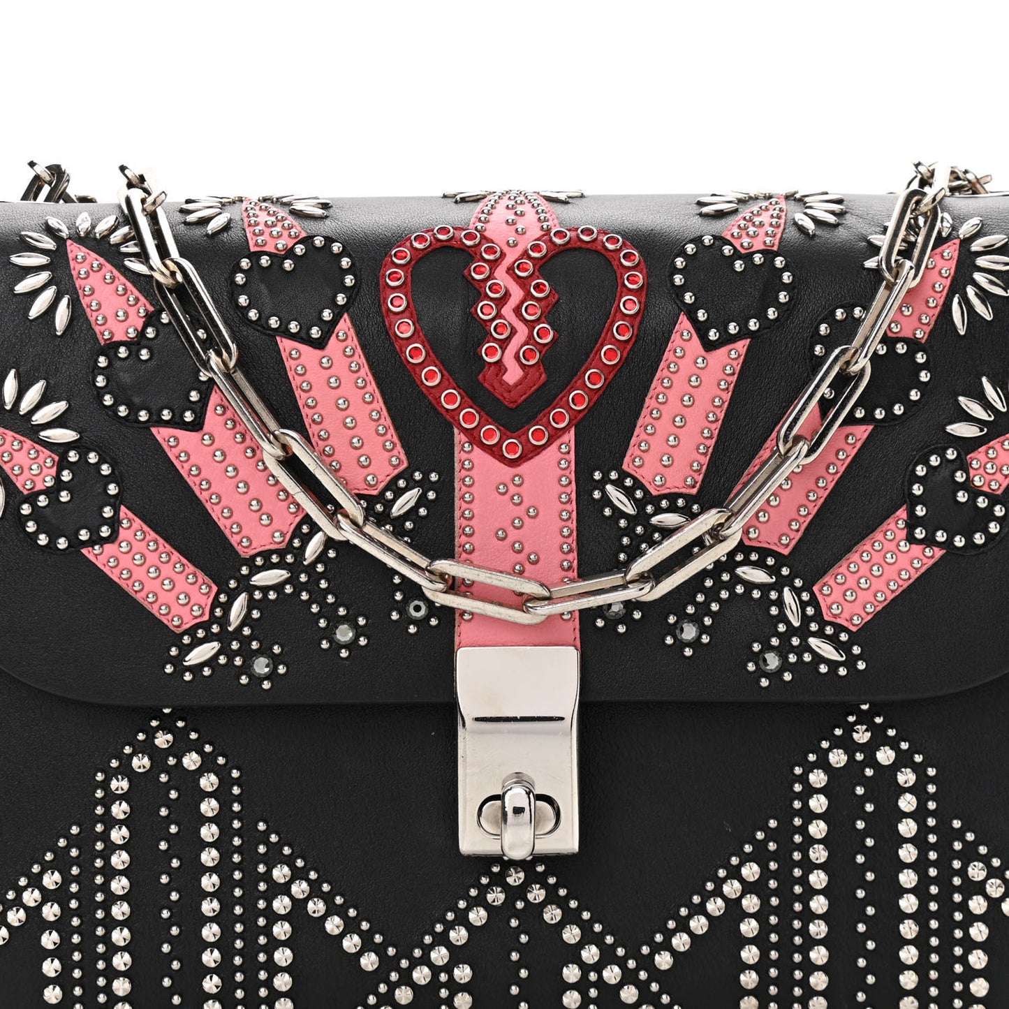 Vitello Loveblade Embellished Chain Flap Bag Black Multicolor