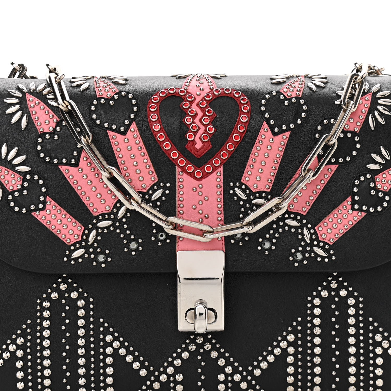 Valentino Garavani Vitello Loveblade Embellished Chain Flap Bag Black Multicolor 6 of 10