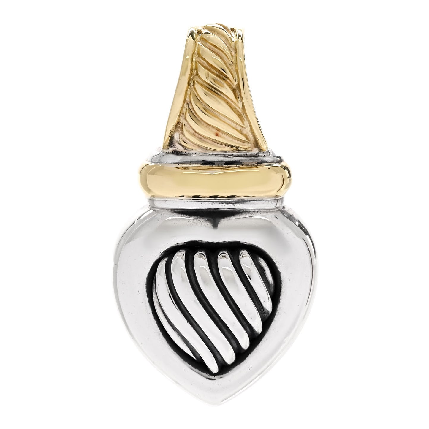 Sterling Silver 18K Yellow Gold Cable Heart Enhancer Pendant