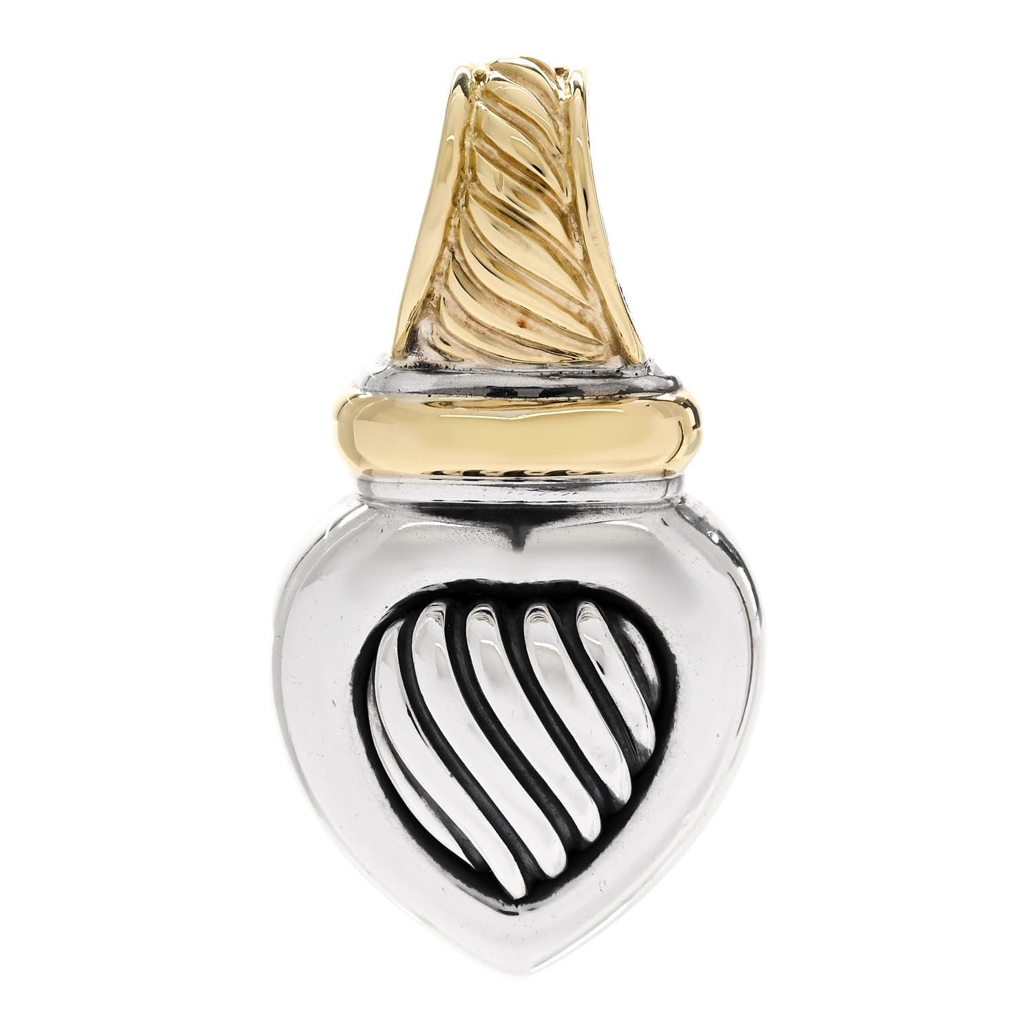David Yurman Sterling Silver 18K Yellow Gold Cable Heart Enhancer Pendant 1 of 6