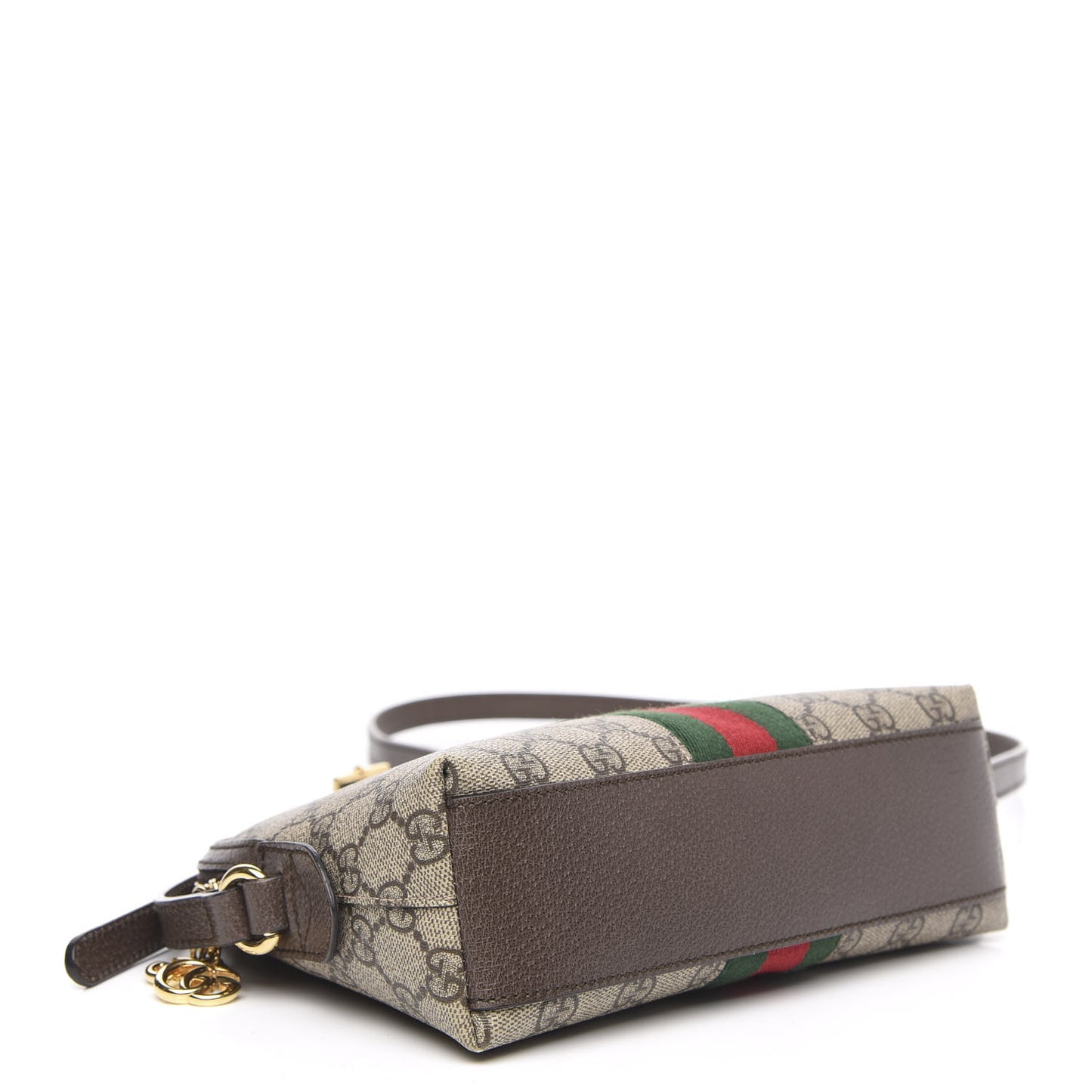 GG Supreme Monogram Textured Dollar Calfskin Web Small Ophidia Dome Shoulder Bag Beige Ebony New Acero