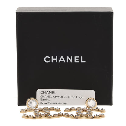 Chanel Metal Crystal CC Dangle Earrings Gold 5 of 5