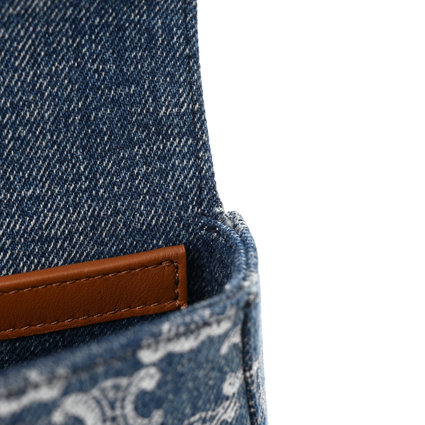 Denim Triomphe Claude Chain Shoulder Bag Blue Silver