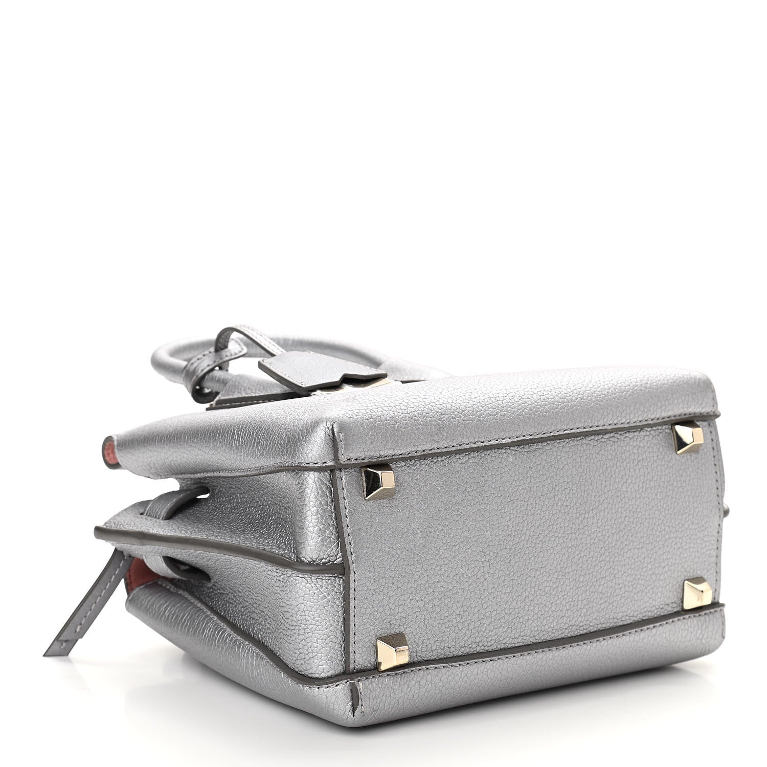 MCM Metallic Grained Calfskin Mini Milla Tote Spike Silver 4 of 12