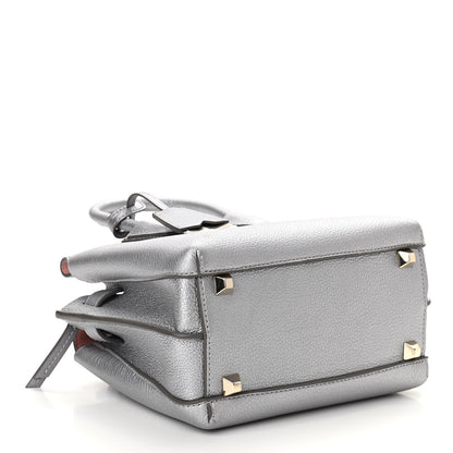 MCM Metallic Grained Calfskin Mini Milla Tote Spike Silver 4 of 12
