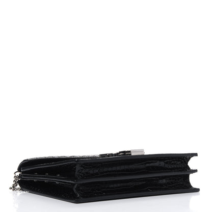 Saint Laurent Calfskin Crocodile Embossed Monogram Cassandra Clasp Bag Black Rouge Legion 3 of 5