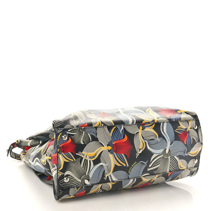 Fendi Calfskin Orchid Large Peekaboo Iconic Satchel Black Multicolor 4 of 9