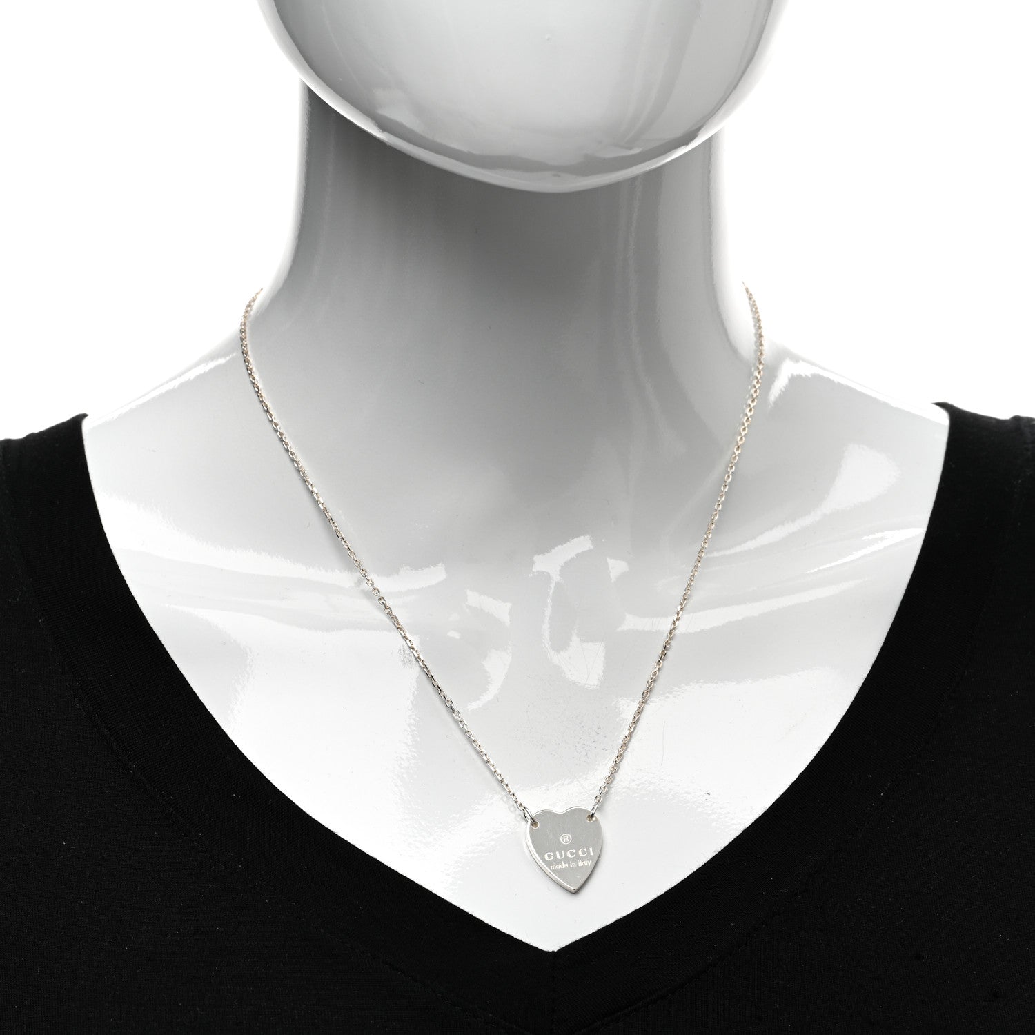 Gucci Sterling Silver Trademark Heart Pendant Necklace 2 of 4