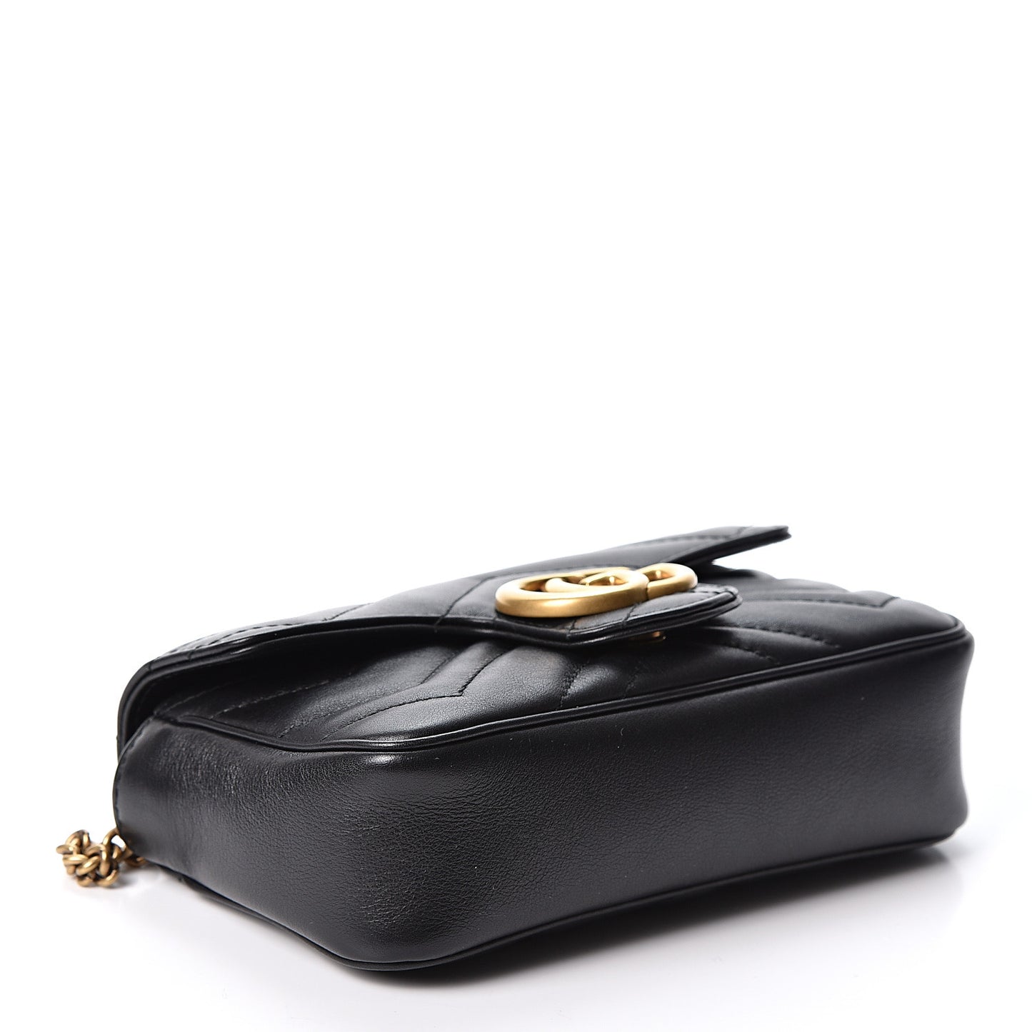 Calfskin Matelasse Super Mini GG Marmont Shoulder Bag Black