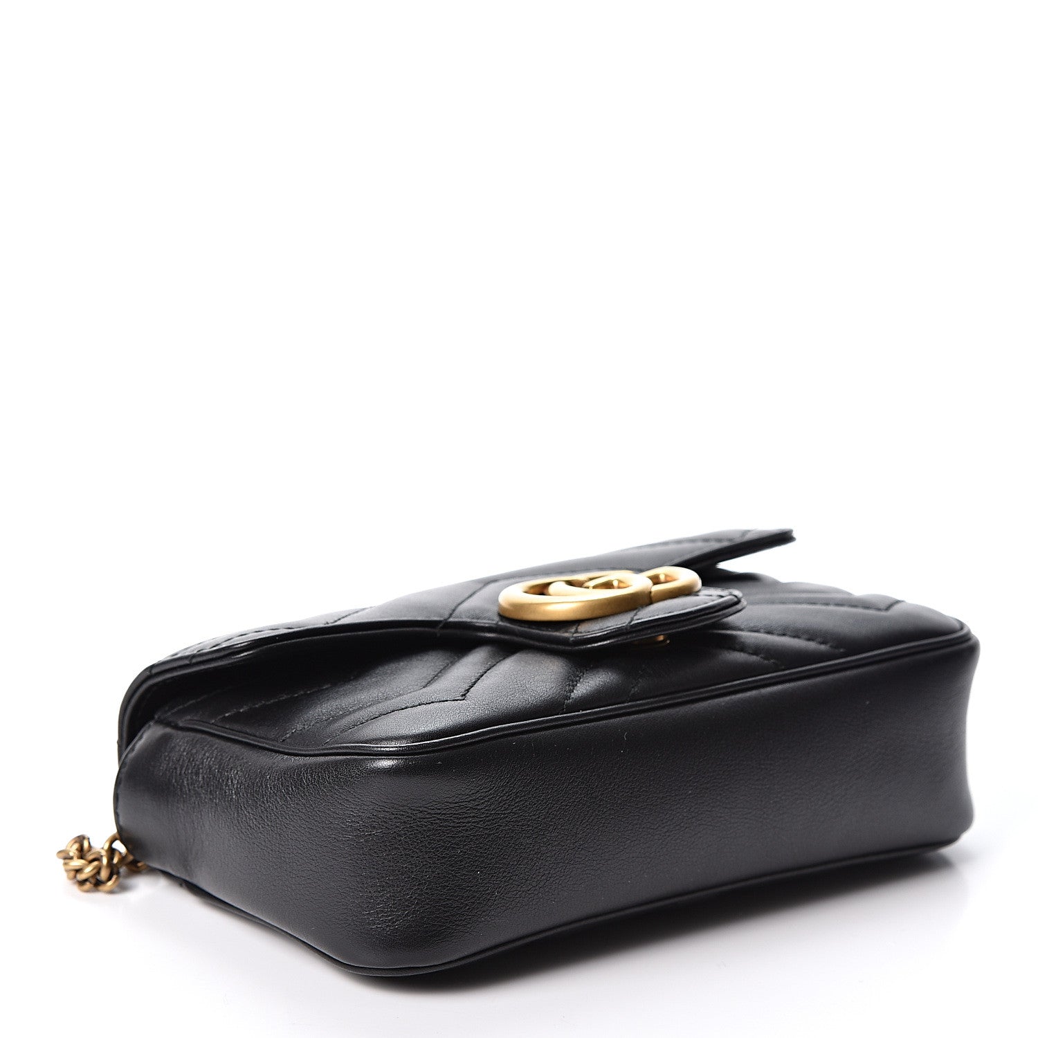 Gucci Calfskin Matelasse Super Mini GG Marmont Shoulder Bag Black 3 of 9