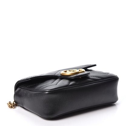 Gucci Calfskin Matelasse Super Mini GG Marmont Shoulder Bag Black 3 of 9