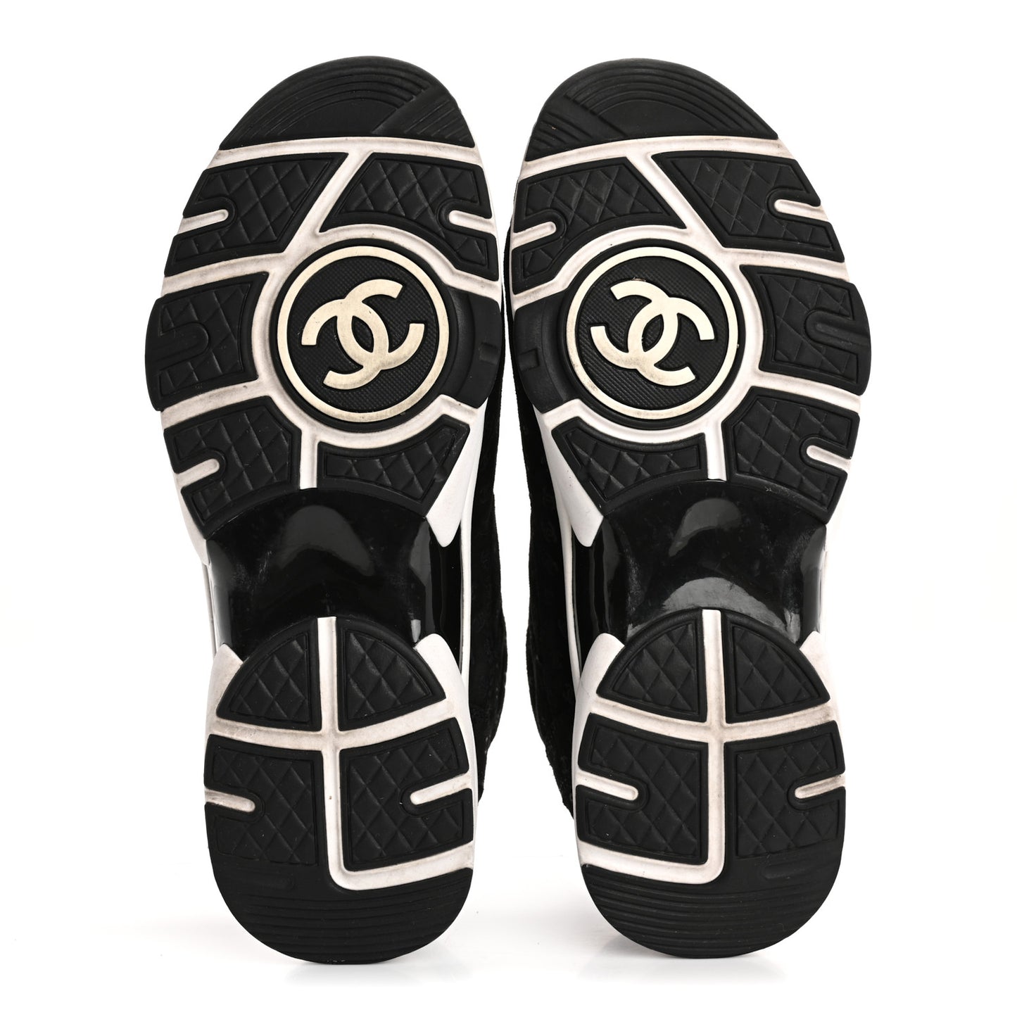 Suede Calfskin Printed CC Sneakers 38.5 Black