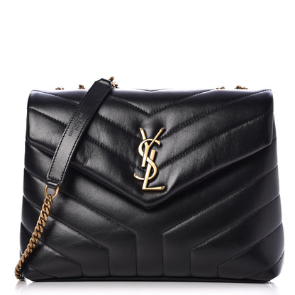 Saint Laurent Calfskin Y Quilted Monogram Small Loulou Chain Satchel Black 1 of 8