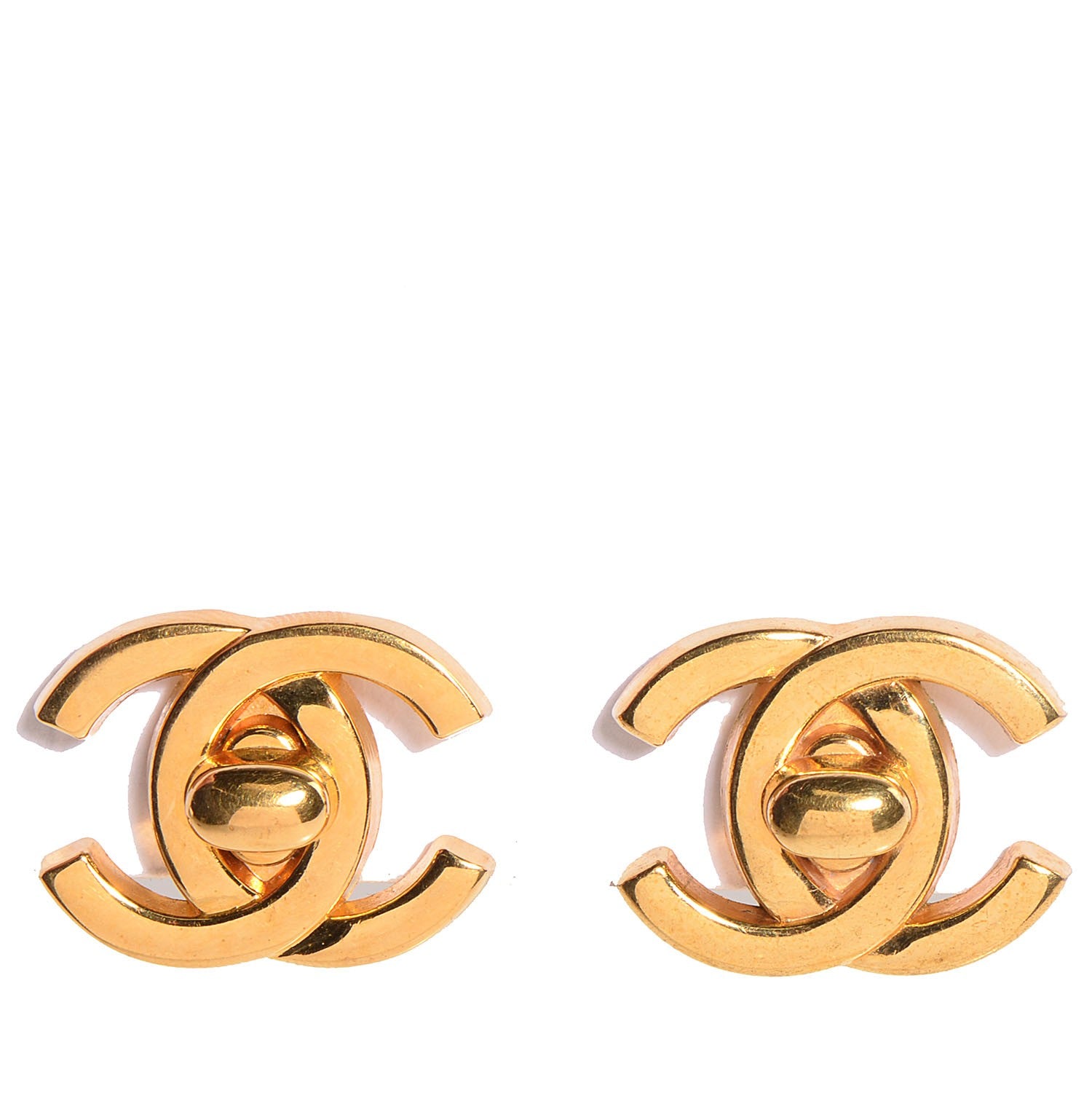 Chanel Metal CC Turnlock Clip On Earrings Gold 1 of 4