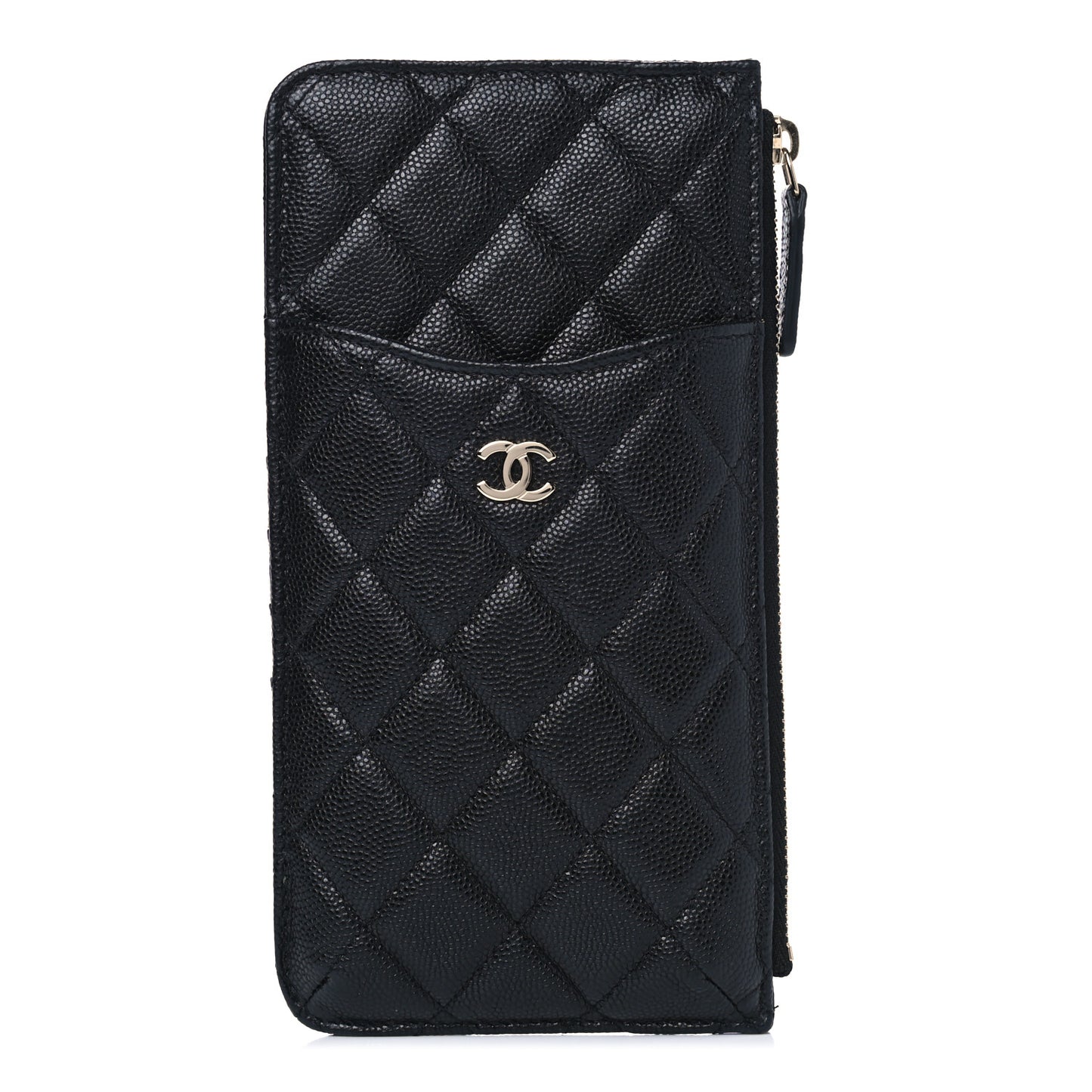 Caviar Quilted Classic Flat Wallet Pouch Black