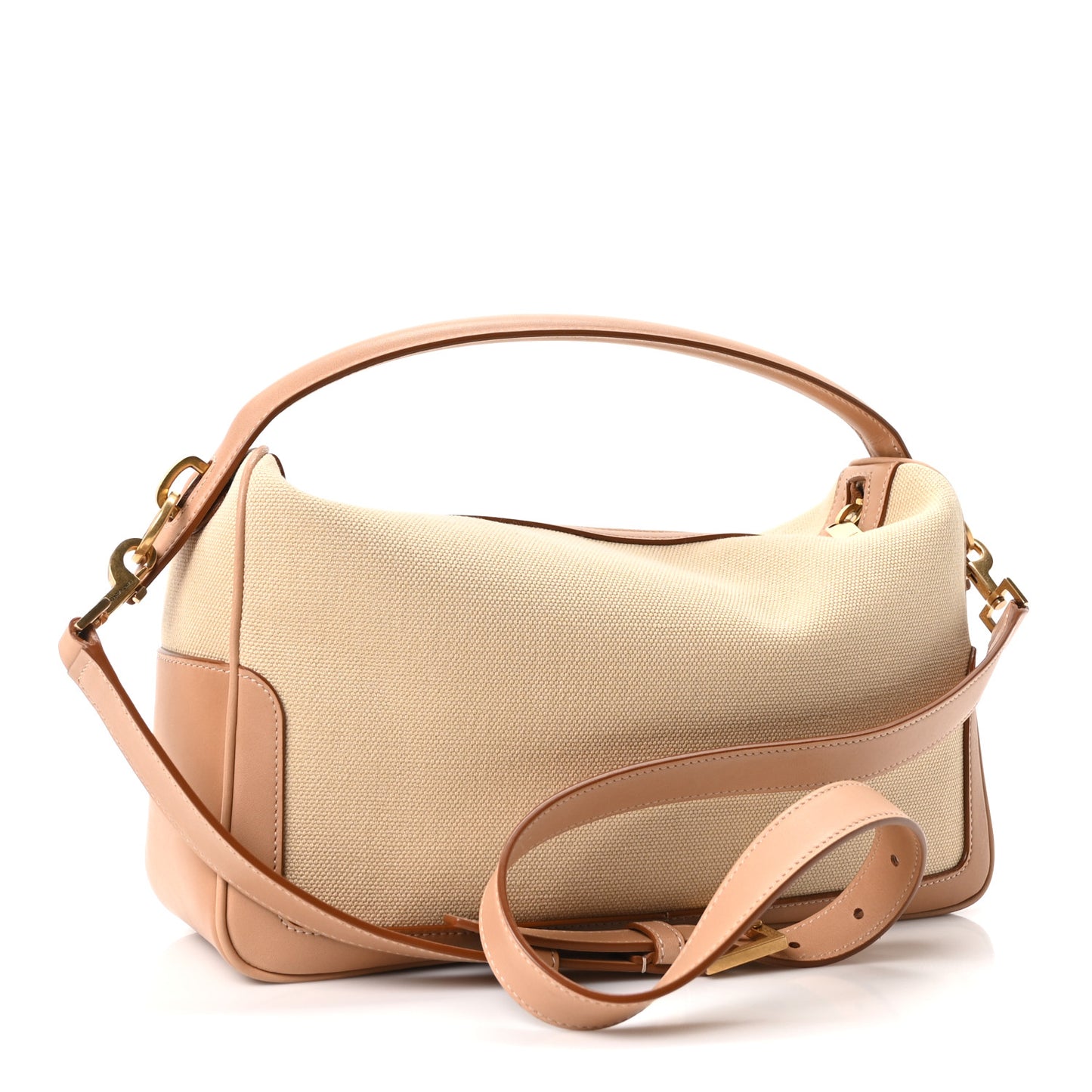 Canvas Calfskin Camera Supple Bag Avorio Vintage Brown