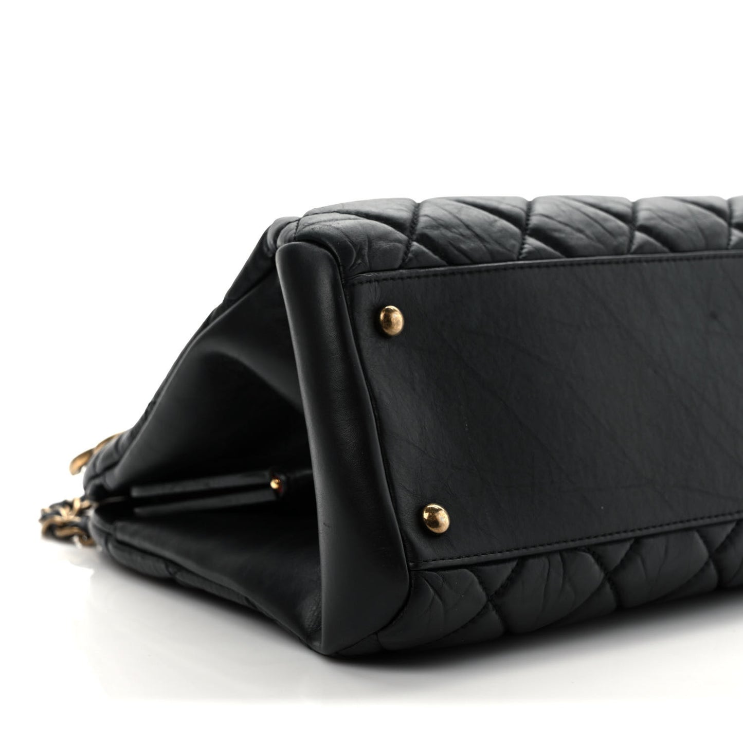 Aged Calfskin Large Just Mademoiselle Bowling Bag Black